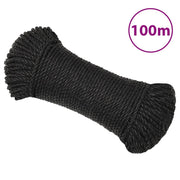 arbejdsreb 8 mm 100 m polypropylen sort