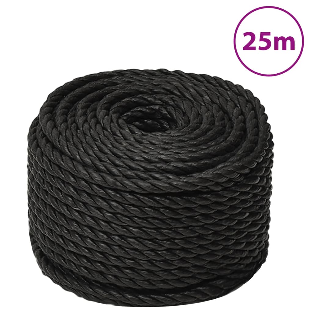 arbejdsreb 12 mm 25 m polypropylen sort billede