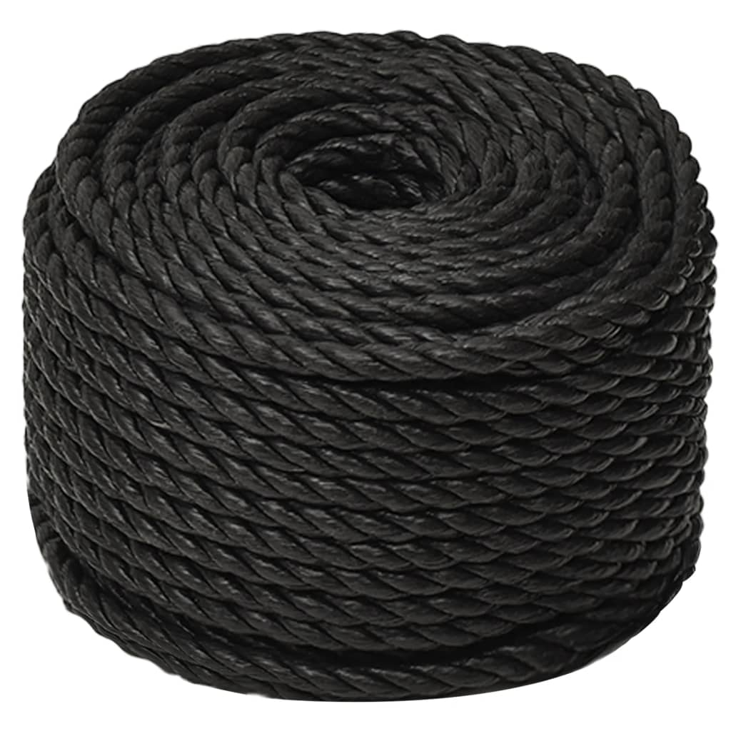 arbejdsreb 12 mm 50 m polypropylen sort