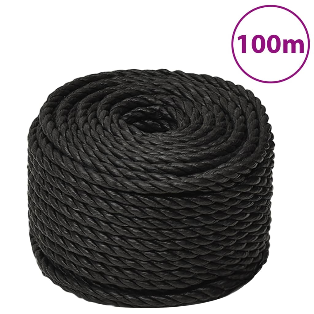 arbejdsreb 12 mm 100 m polypropylen sort
