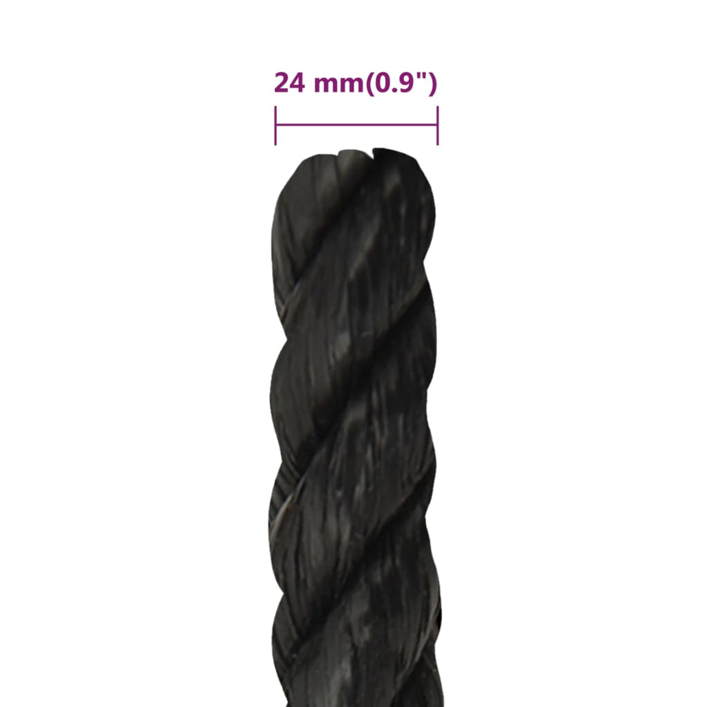 arbejdsreb 24 mm 50 m polypropylen sort