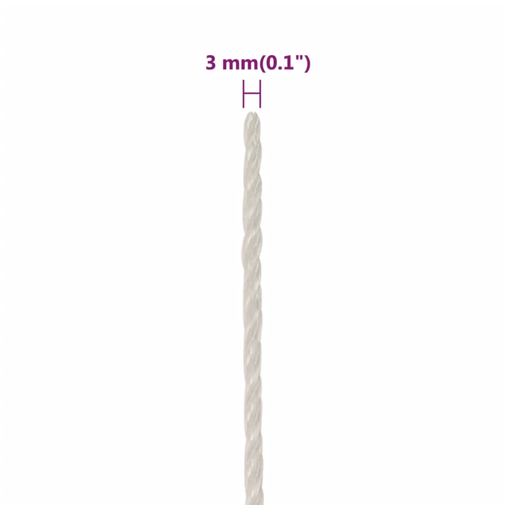 arbejdsreb 3 mm 25 m polypropylen hvid
