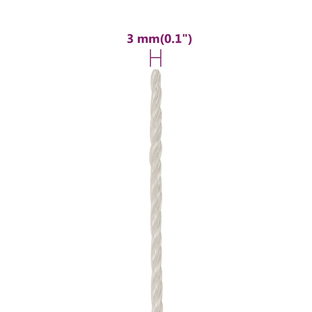 arbejdsreb 3 mm 500 m polypropylen hvid