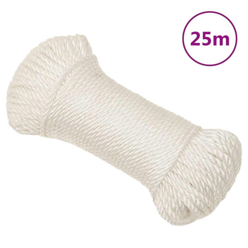 arbejdsreb 6 mm 25 m polypropylen hvid