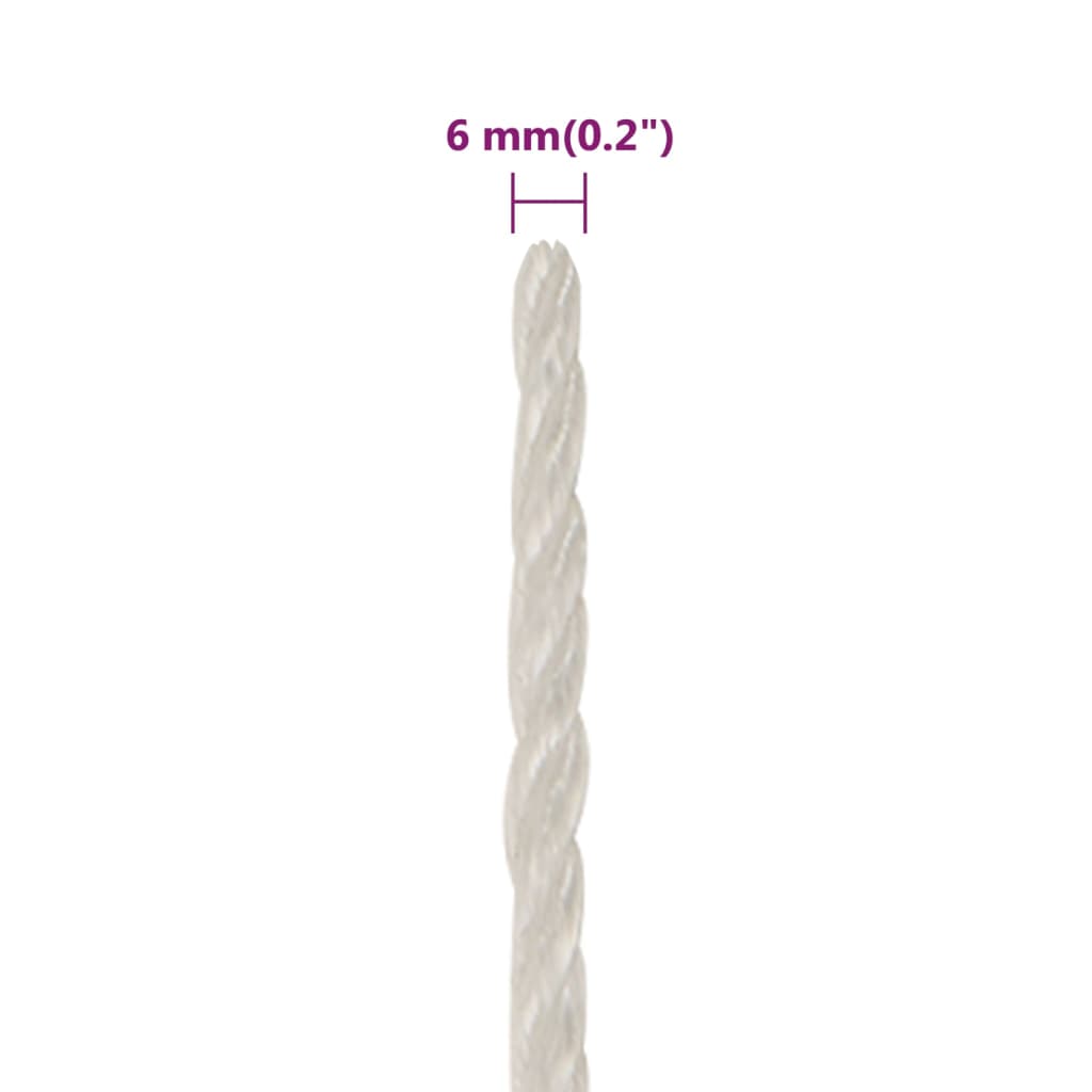 arbejdsreb 6 mm 500 m polypropylen hvid