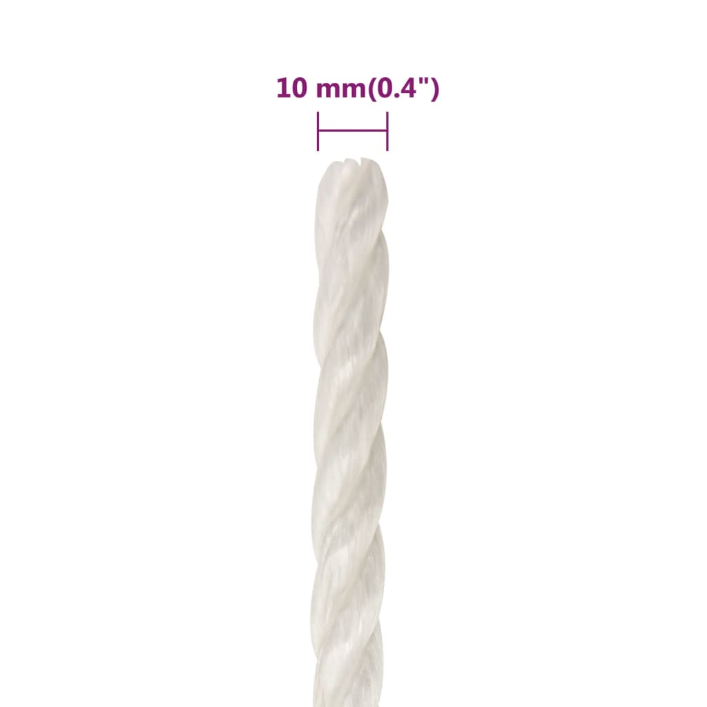 arbejdsreb 10 mm 50 m polypropylen hvid