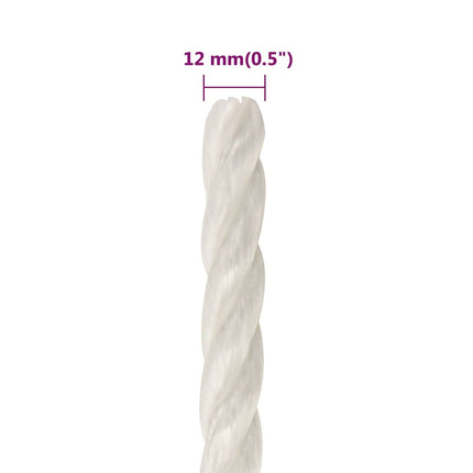 arbejdsreb 12 mm 250 m polypropylen hvid