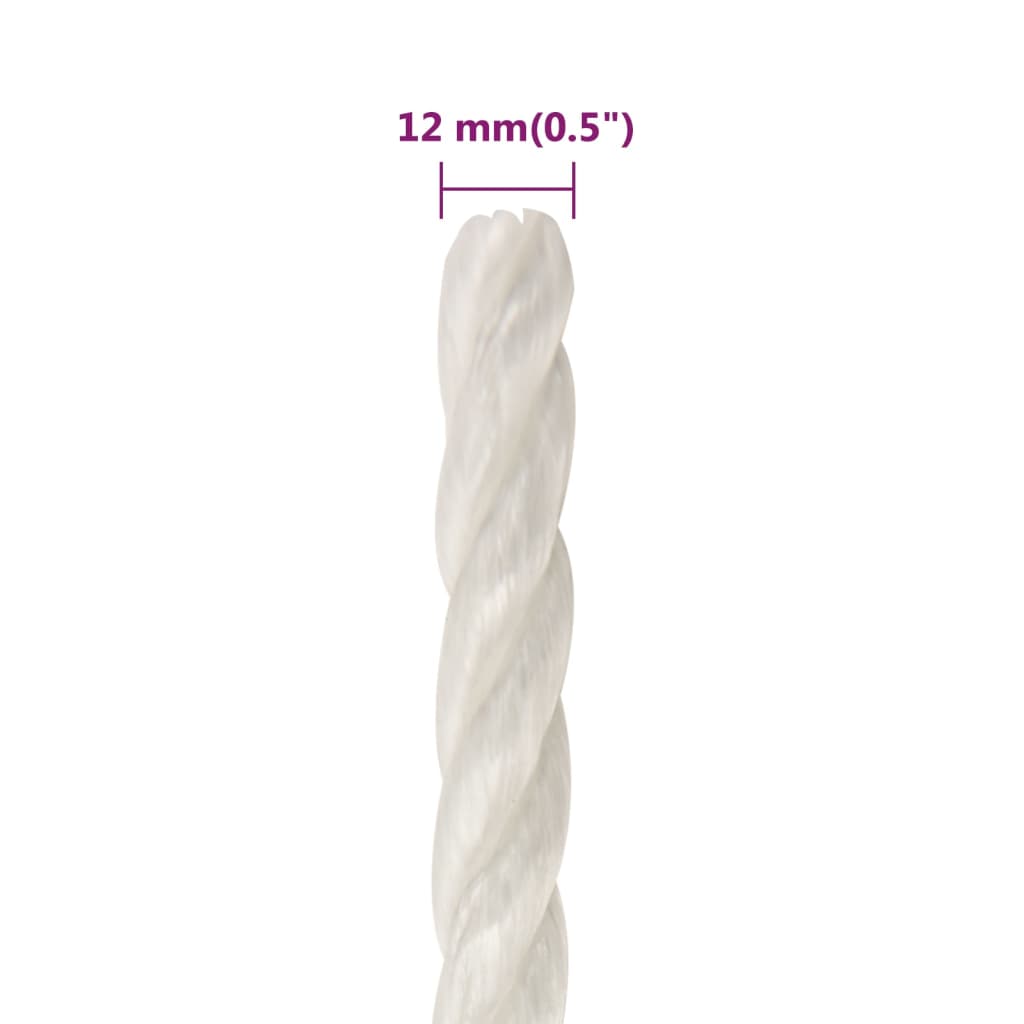 arbejdsreb 12 mm 250 m polypropylen hvid