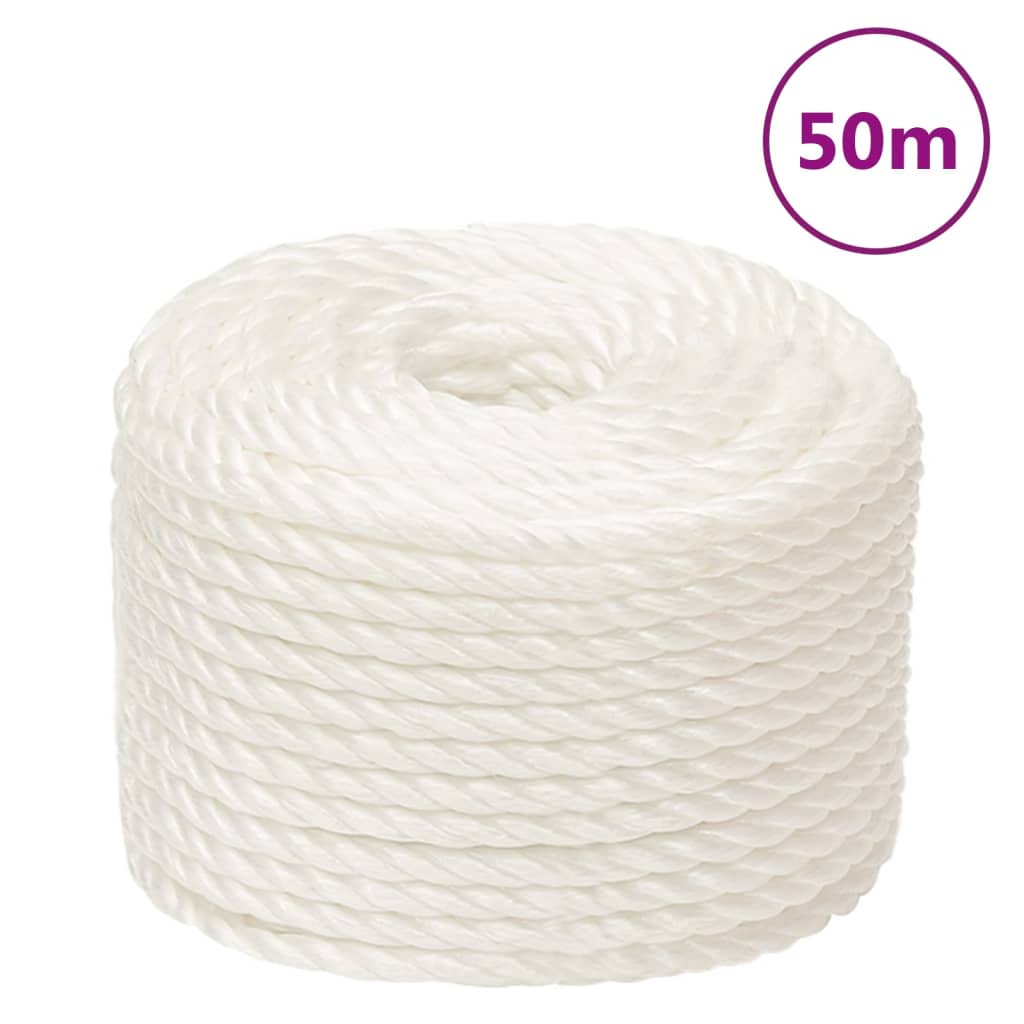 arbejdsreb 14 mm 50 m polypropylen hvid