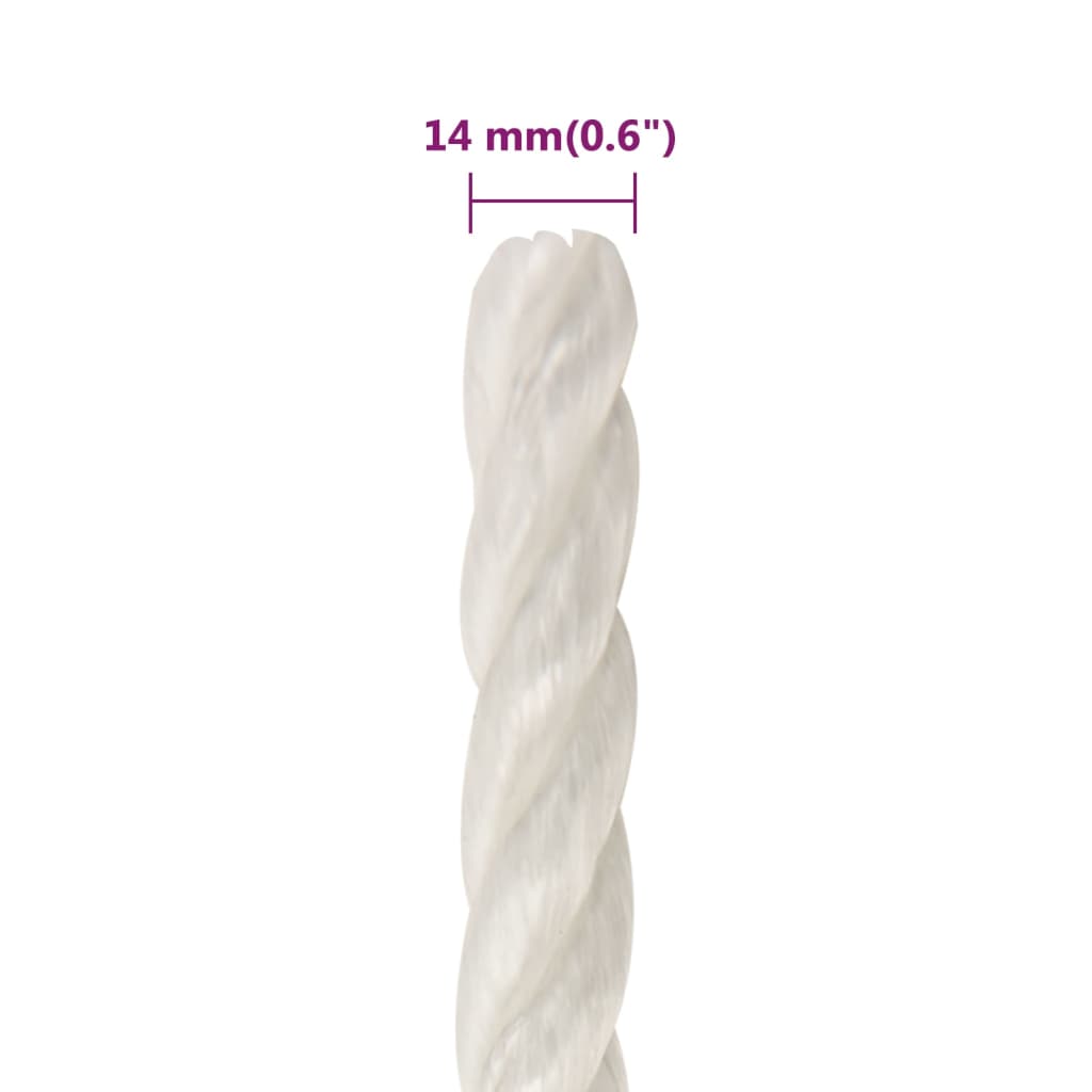 arbejdsreb 14 mm 100 m polypropylen hvid