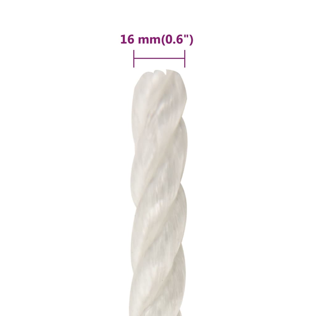 arbejdsreb 16 mm 50 m polypropylen hvid
