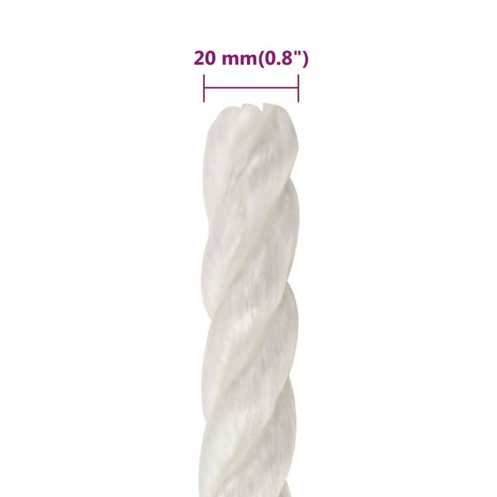 arbejdsreb 20 mm 50 m polypropylen hvid