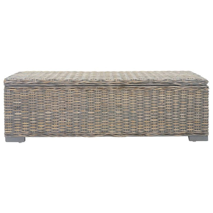 opbevaringsboks 110 cm naturlig kubu-rattan massivt mahogni grå