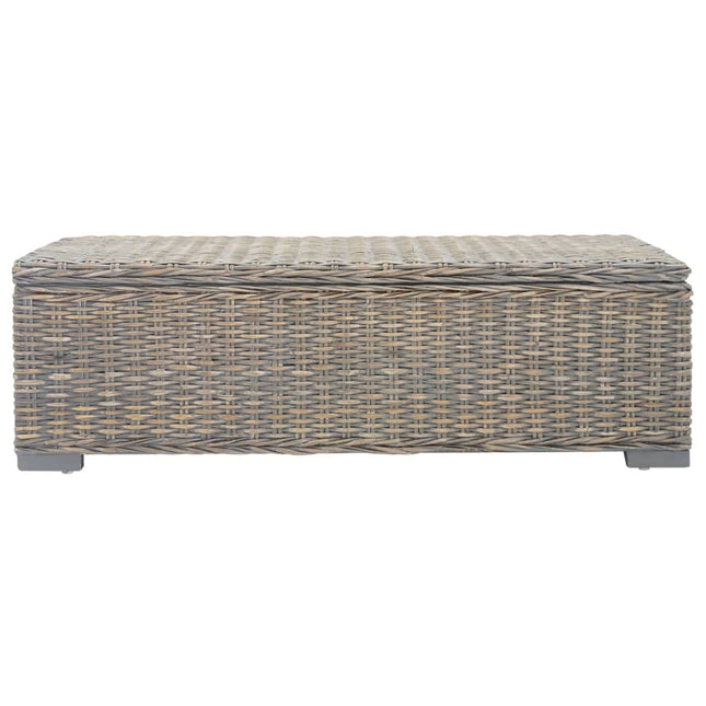 opbevaringsboks 110 cm naturlig kubu-rattan massivt mahogni grå