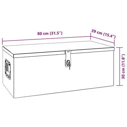 opbevaringskasse 80x39x30 cm aluminium sort