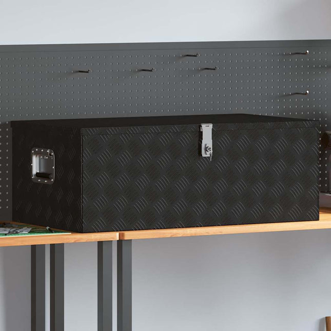 opbevaringskasse 100x55x37 cm aluminium sort