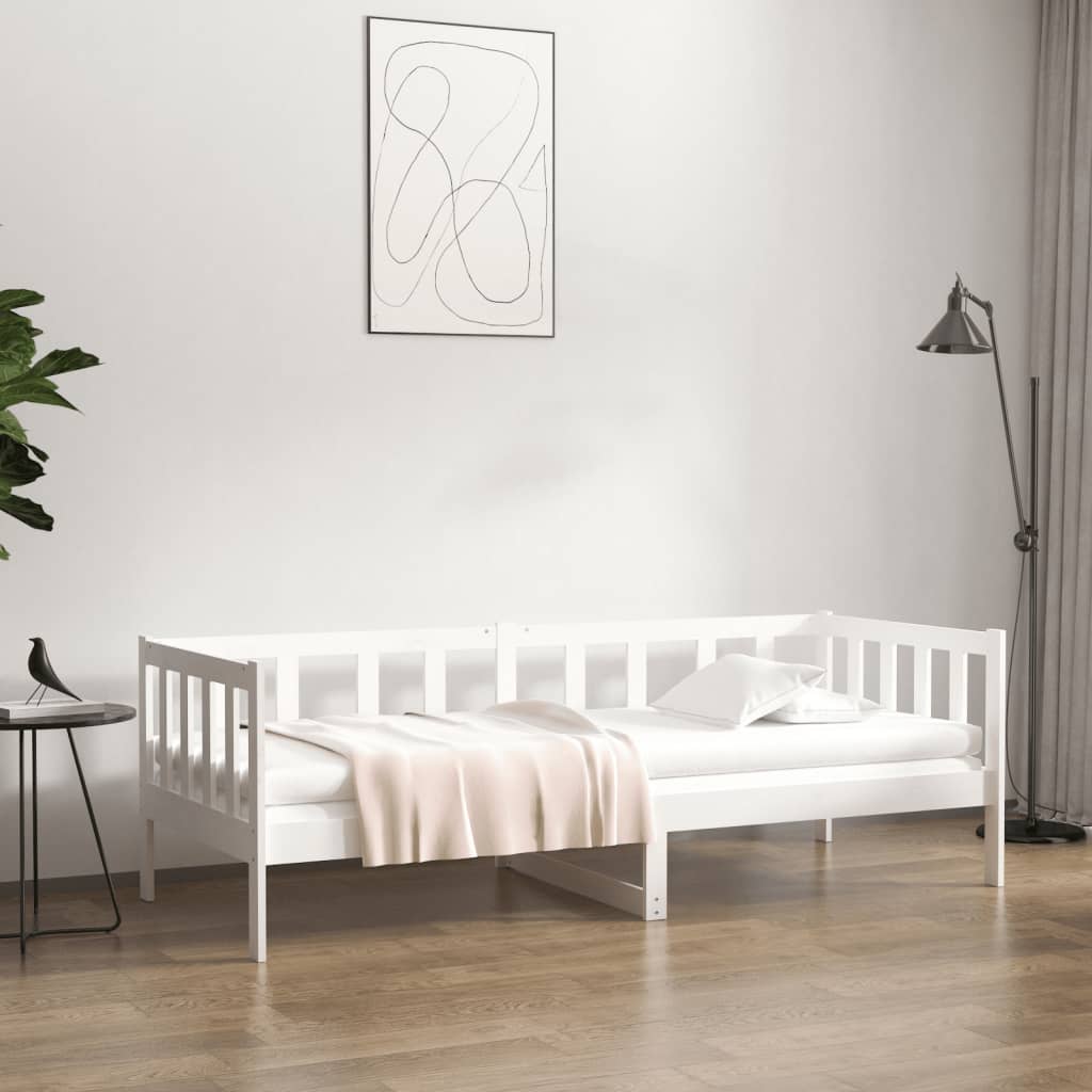 daybed uden madras 90x190 cm massivt fyrretræ hvid billede