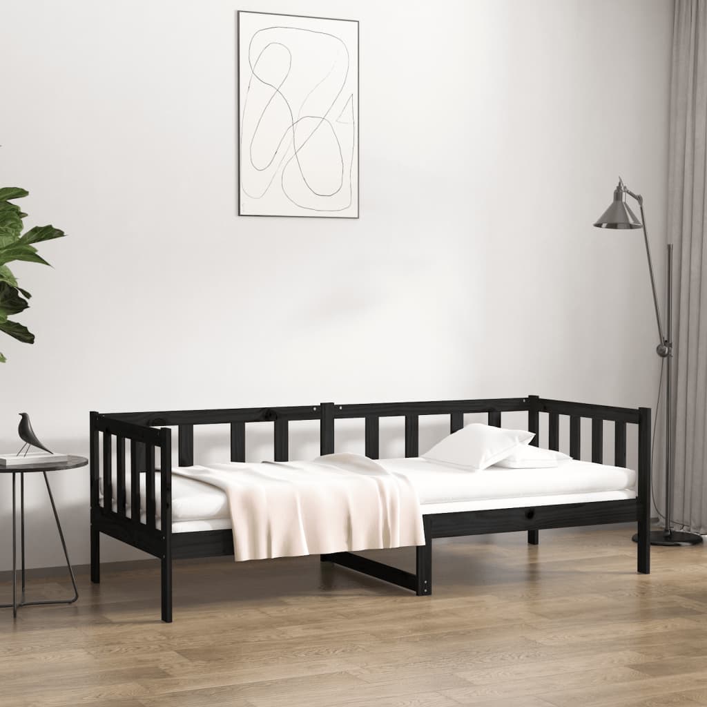 vidaXL daybed 90x190 cm massivt fyrretræ sort