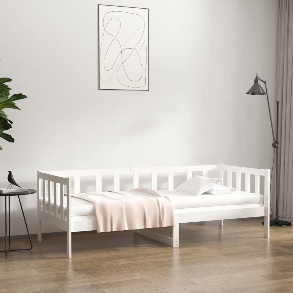 daybed uden madras 80x200 cm massivt fyrretræ hvid billede