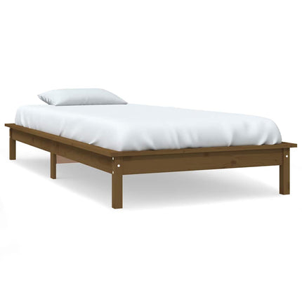 sengeramme 90x200 cm massivt fyrretræ gyldenbrun