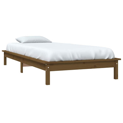 sengeramme 90x200 cm massivt fyrretræ gyldenbrun