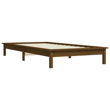 sengeramme 90x200 cm massivt fyrretræ gyldenbrun