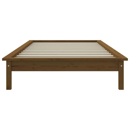 sengeramme 90x200 cm massivt fyrretræ gyldenbrun