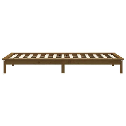 sengeramme 90x200 cm massivt fyrretræ gyldenbrun