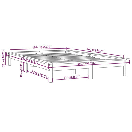 sengeramme 150x200 cm King Size massivt fyrretræ hvid