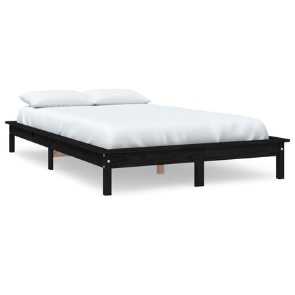 sengeramme 150x200 cm massivt fyrretræ sort