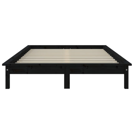 sengeramme 150x200 cm massivt fyrretræ sort
