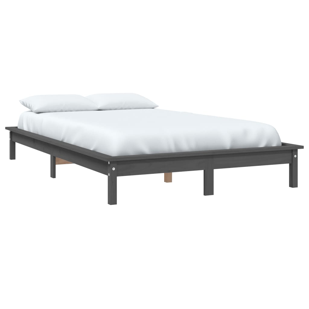 sengeramme 140x190 cm massivt fyrretræ grå
