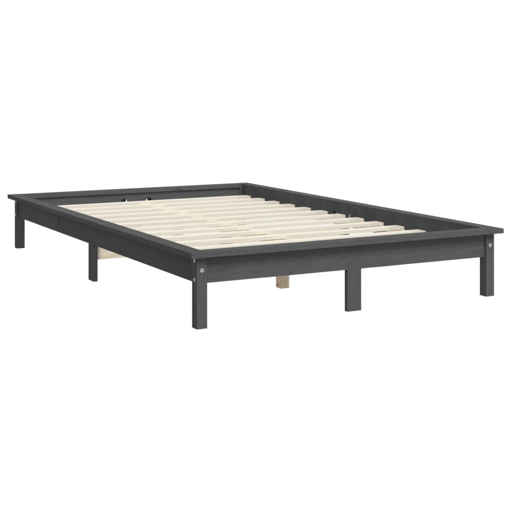 sengeramme 140x190 cm massivt fyrretræ grå