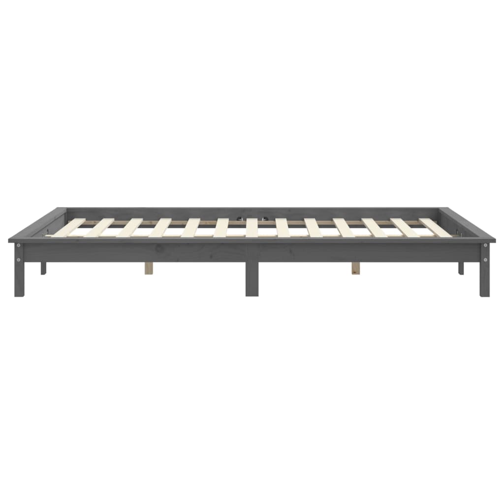 sengeramme 140x190 cm massivt fyrretræ grå