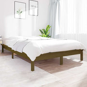 sengeramme 140x190 cm massivt fyrretræ gyldenbrun