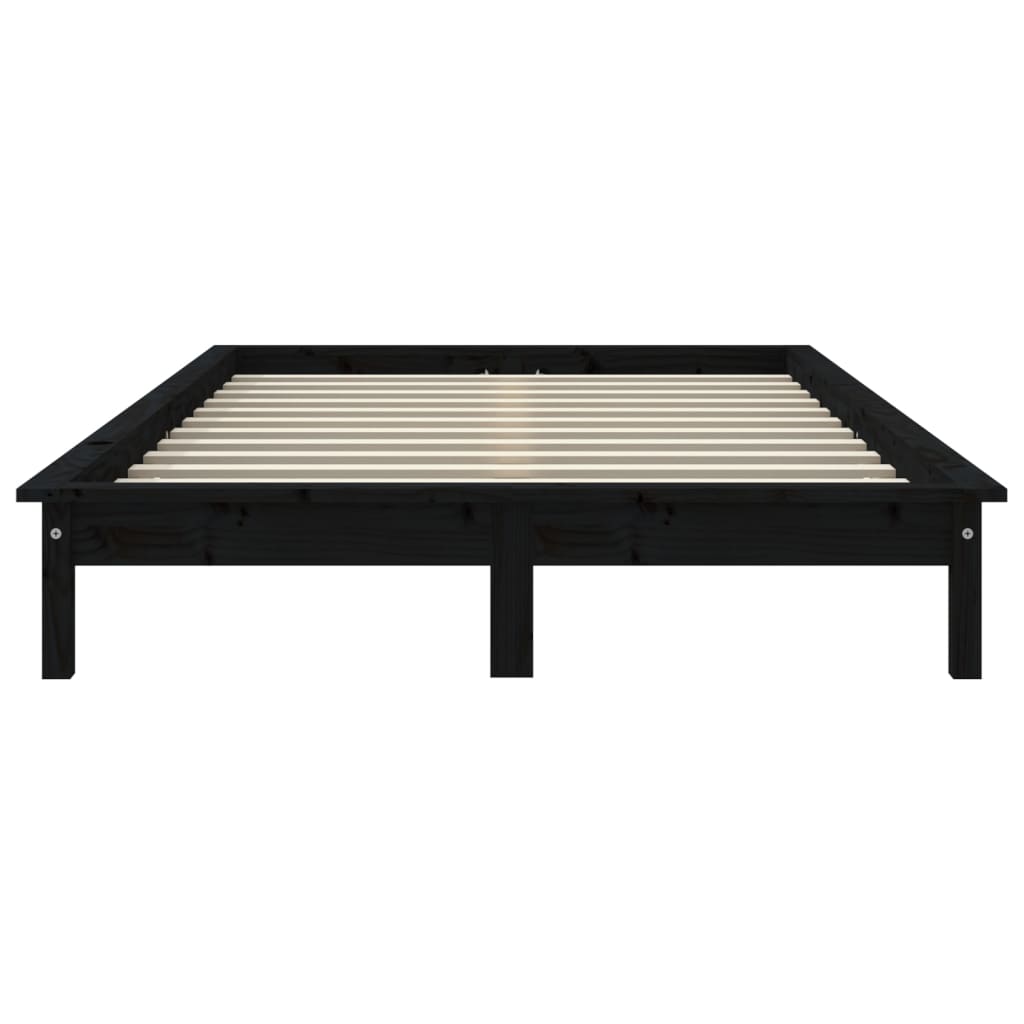 sengeramme 140x190 cm massivt fyrretræ sort