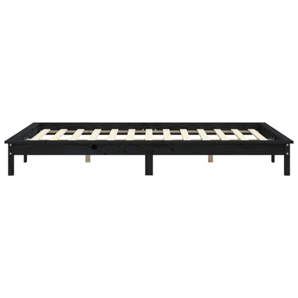 sengeramme 140x190 cm massivt fyrretræ sort