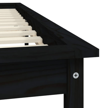 sengeramme 140x190 cm massivt fyrretræ sort