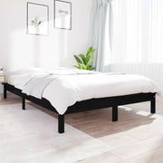 sengeramme 140x190 cm massivt fyrretræ sort