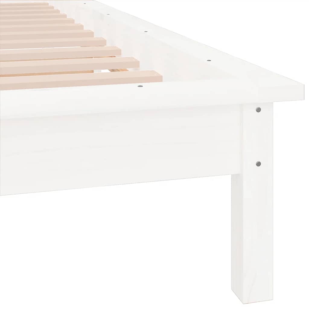sengeramme med LED-lys 90x200 cm massivt træ hvid
