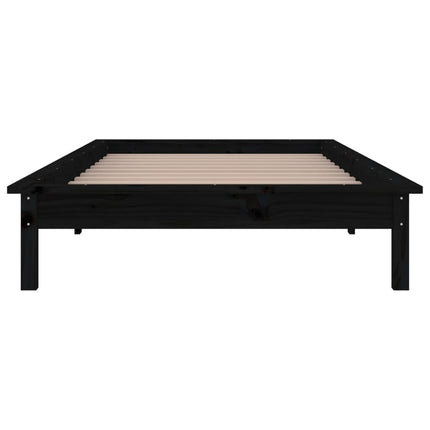 sengeramme med LED-lys 90x200 cm massivt træ sort