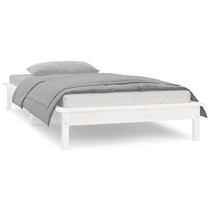 sengeramme med LED-lys 100x200 cm massivt træ hvid