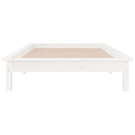 sengeramme med LED-lys 100x200 cm massivt træ hvid