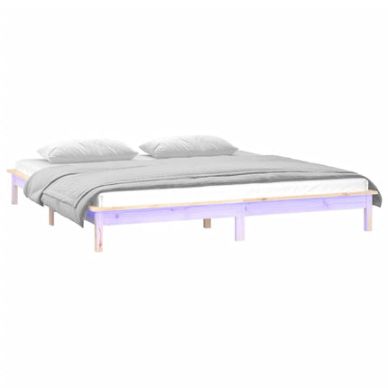 sengeramme med LED-lys 120x200 cm massivt træ