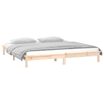 sengeramme med LED-lys 150x200 cm kingsize massivt træ