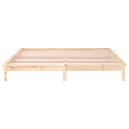 sengeramme med LED-lys 150x200 cm kingsize massivt træ