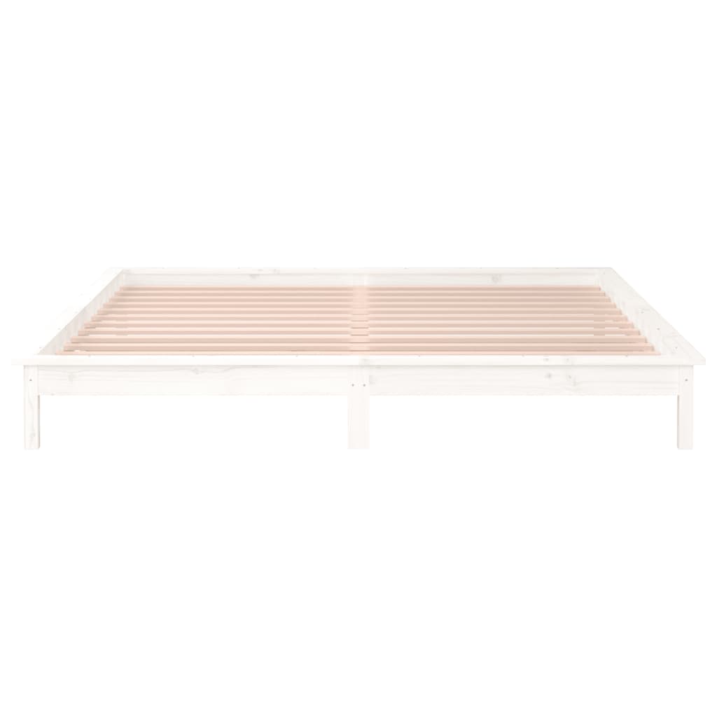 sengeramme med LED 180x200 cm super kingsize massivt træ hvid