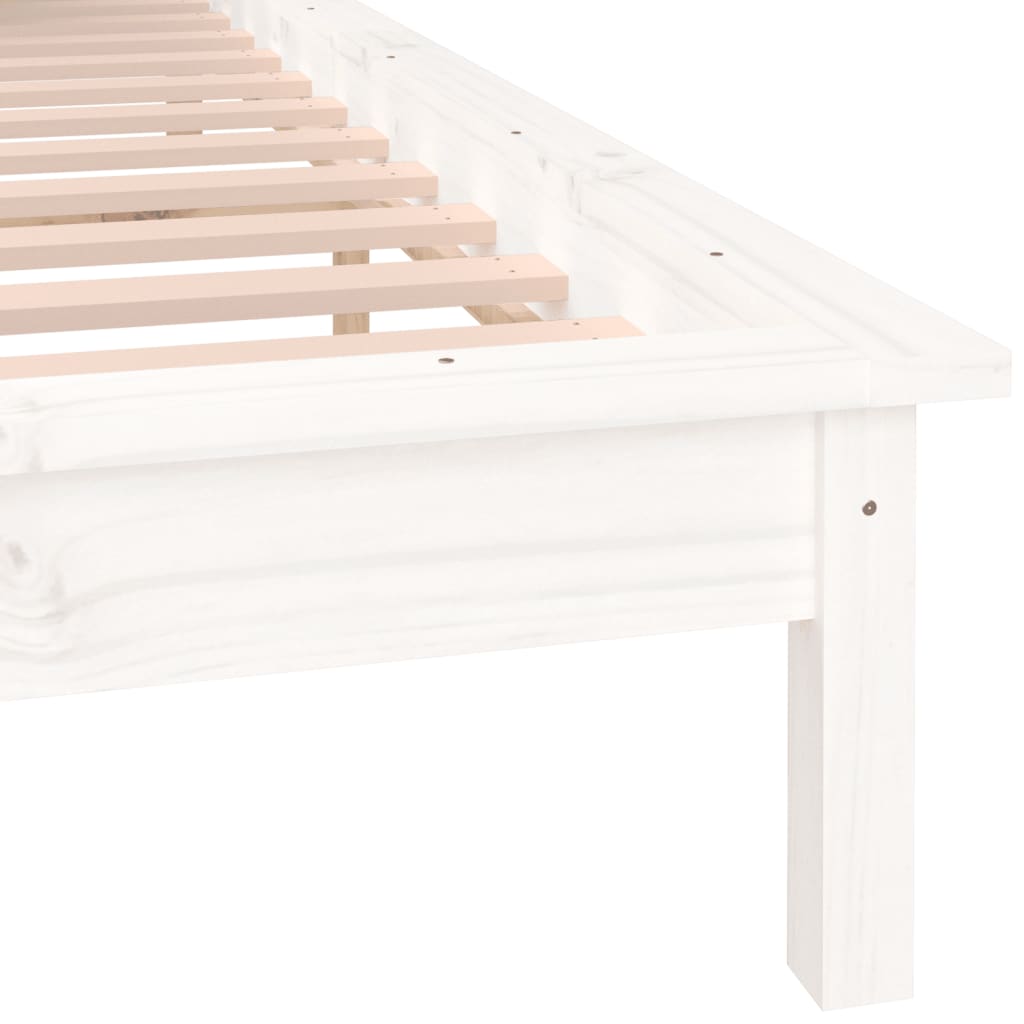 sengeramme med LED 180x200 cm super kingsize massivt træ hvid