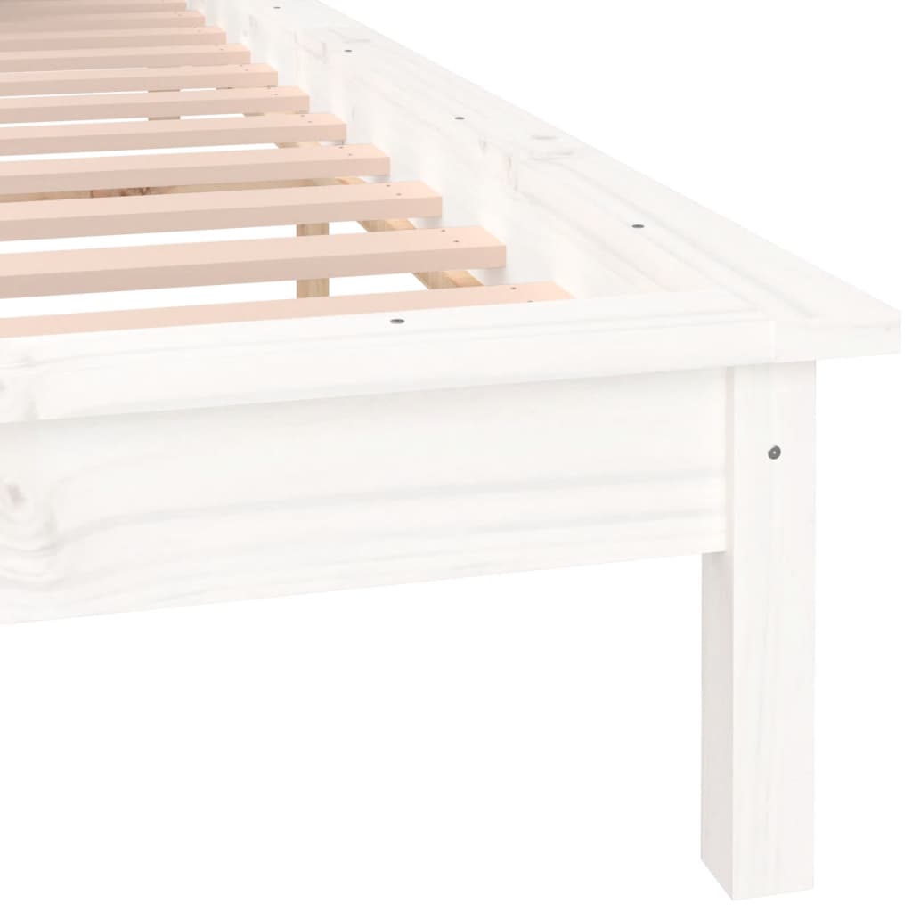 sengeramme med LED-lys 200x200 cm massivt træ hvid