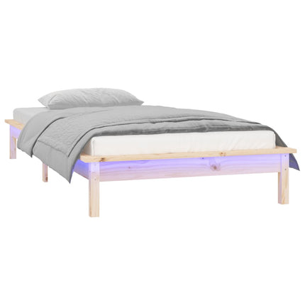 sengeramme med LED 75x190 cm Small Single massivt træ